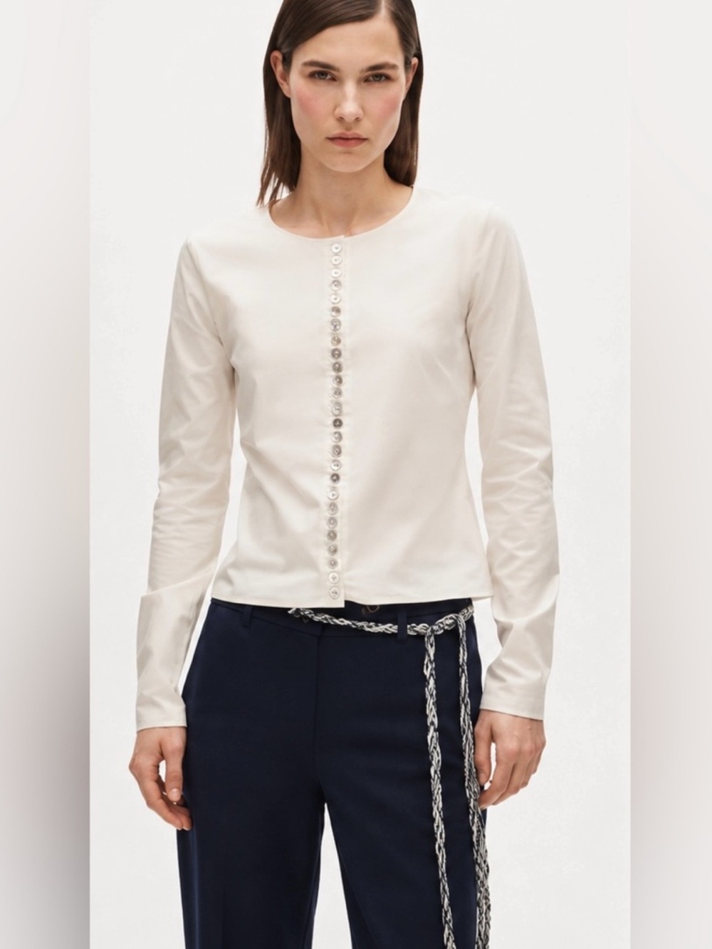 J.Crew Boyfriend jersey cardigan with pearl shell buttons CV183